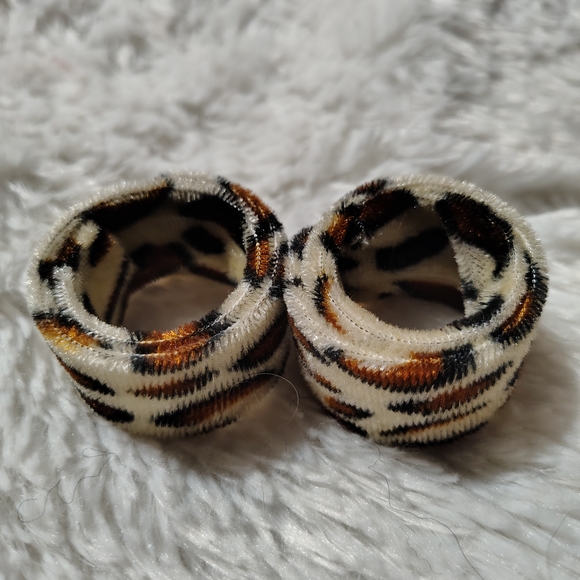 Vintage Leopard Print Slap Bracelet Set/ Or Wear In Hair/ 90s Y2K/ Info - Picture 1 of 6
